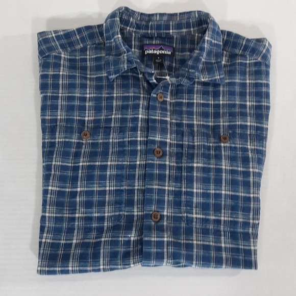 Patagonia Back Step Hemp Organic Cotton Plaid Short Sleeve Shirt - Picture 1 of 7